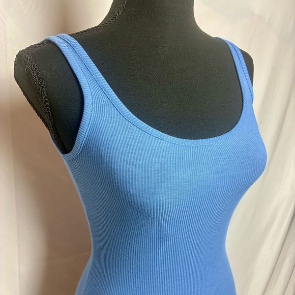 Vince Blue Ribbed Tank Top - Picture 2 of 10